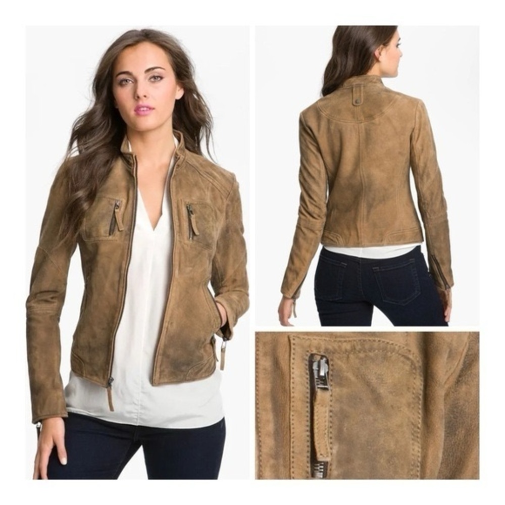 Women’s Buffalo Outerwear Distressed Nubuck Leather Moto Bomber Jacket. XL - Picture 10 of 10